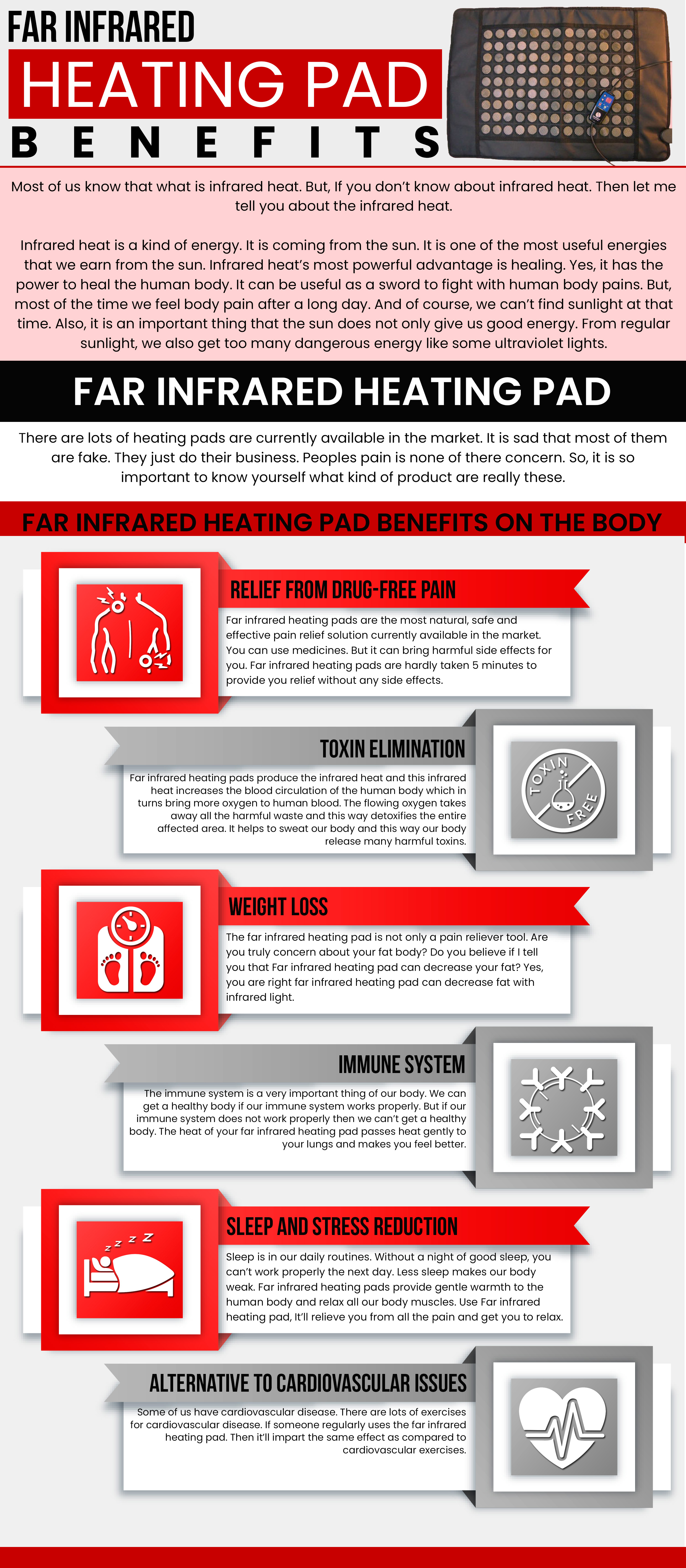 infographic infrared heating pad benefits