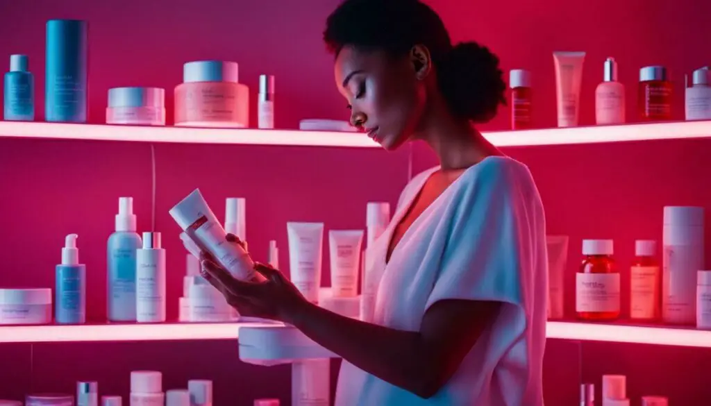 red light therapy and skincare products