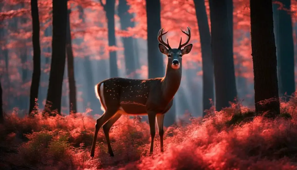 Deer looking at an infrared camera
