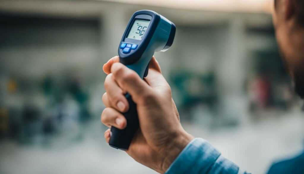Non Contact Infrared Thermometer in Use