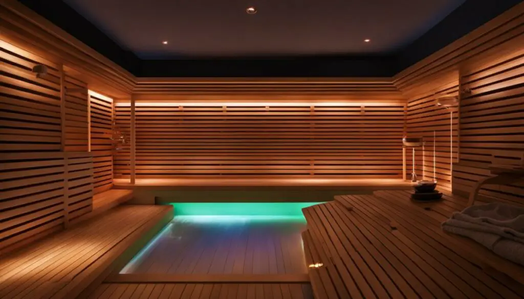 infrared sauna with colorful lights
