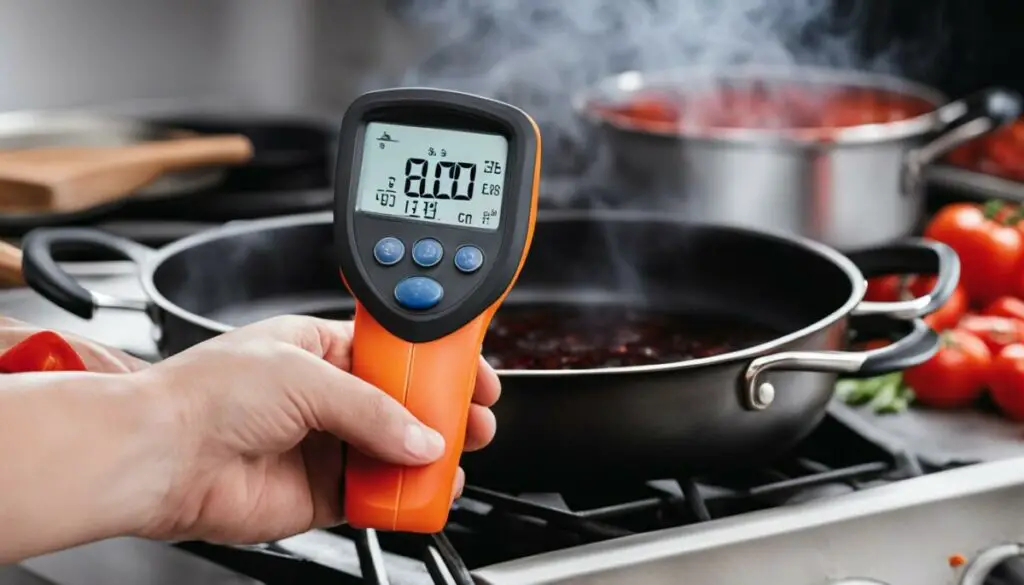 infrared thermometer in use