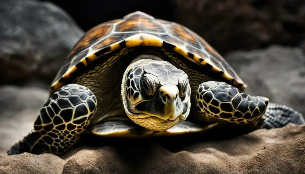 turtle basking with infrared light
