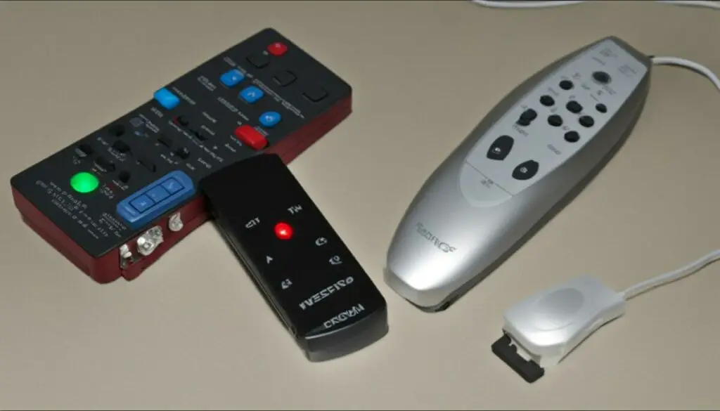 Separate IR receivers and RF remote controls