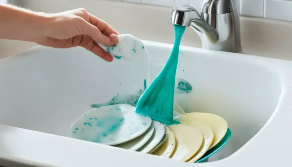 Removing stains from dishes with magic eraser