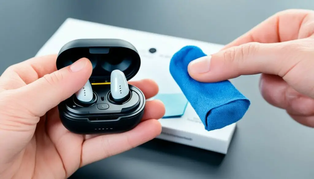 cleaning true wireless earbuds' charging case